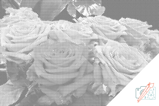 Dotting - Rød blomst i buket