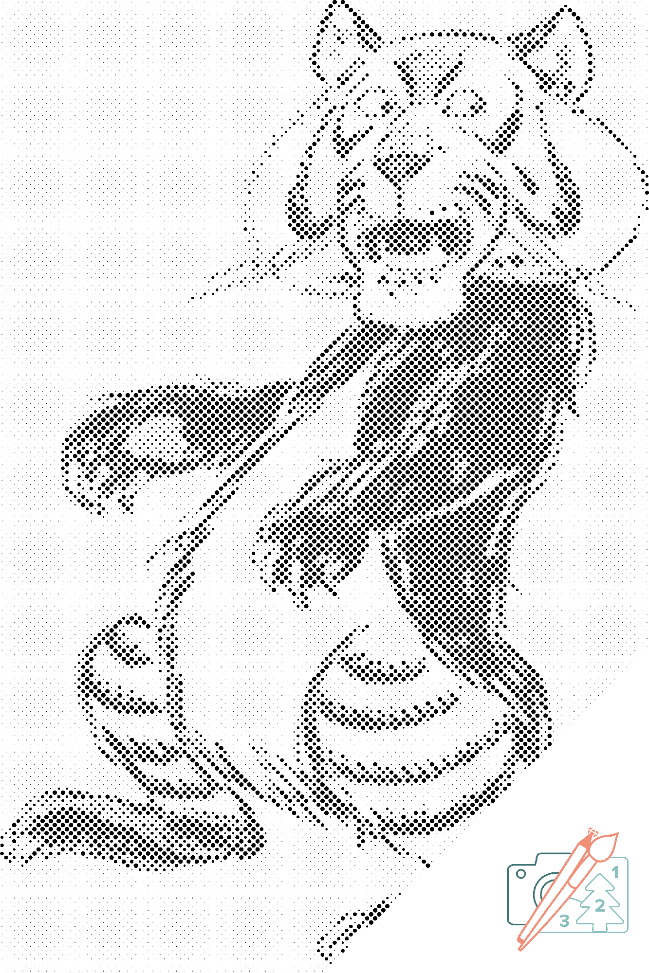 Dotting - B/W Lion