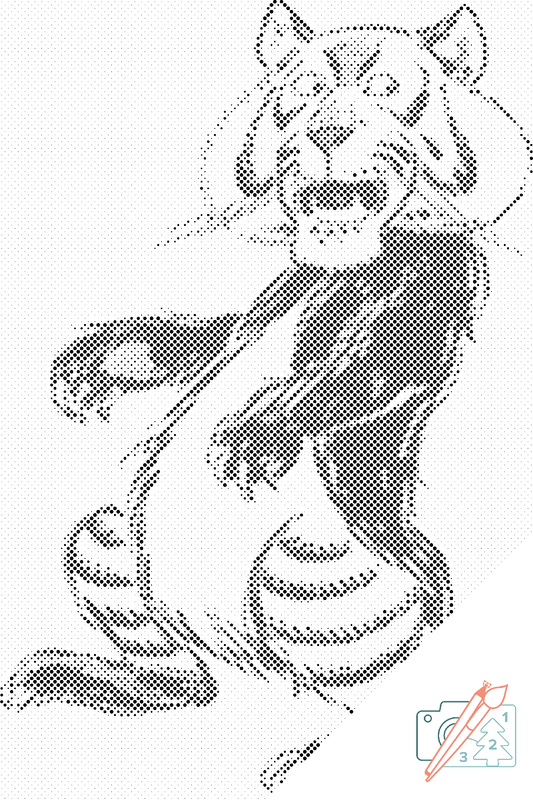 Dotting - B/W Lion
