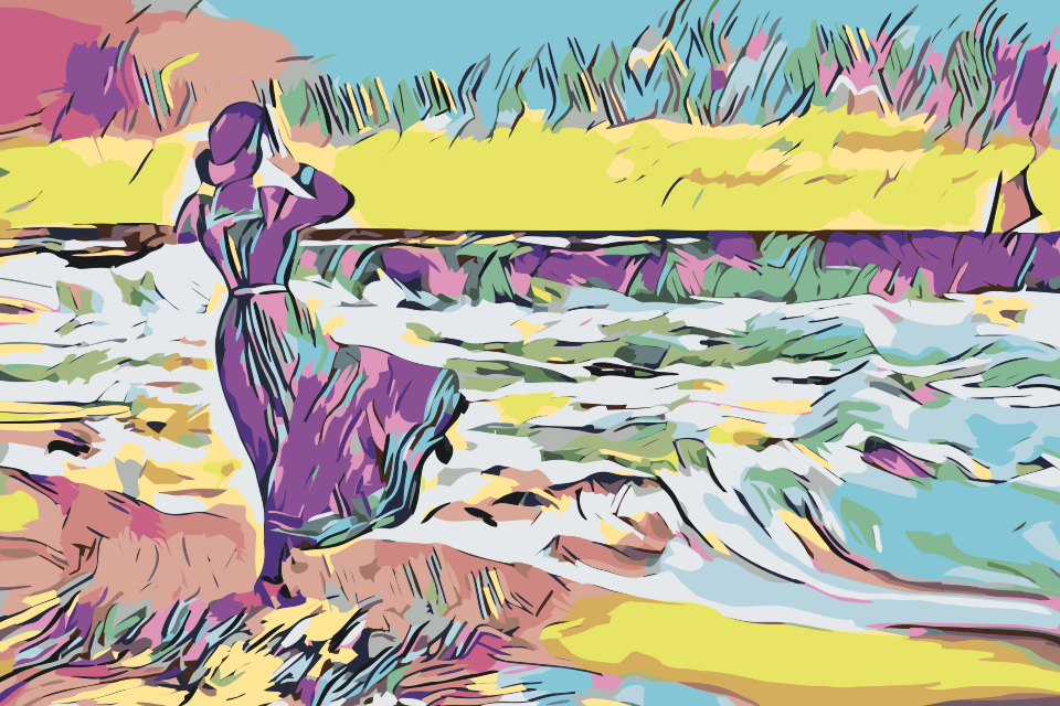Paint by number - Damen på stranden