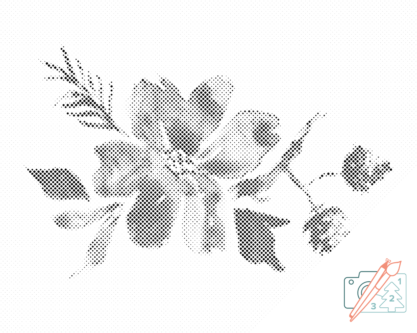 Dotting - Skitsen af blomsten