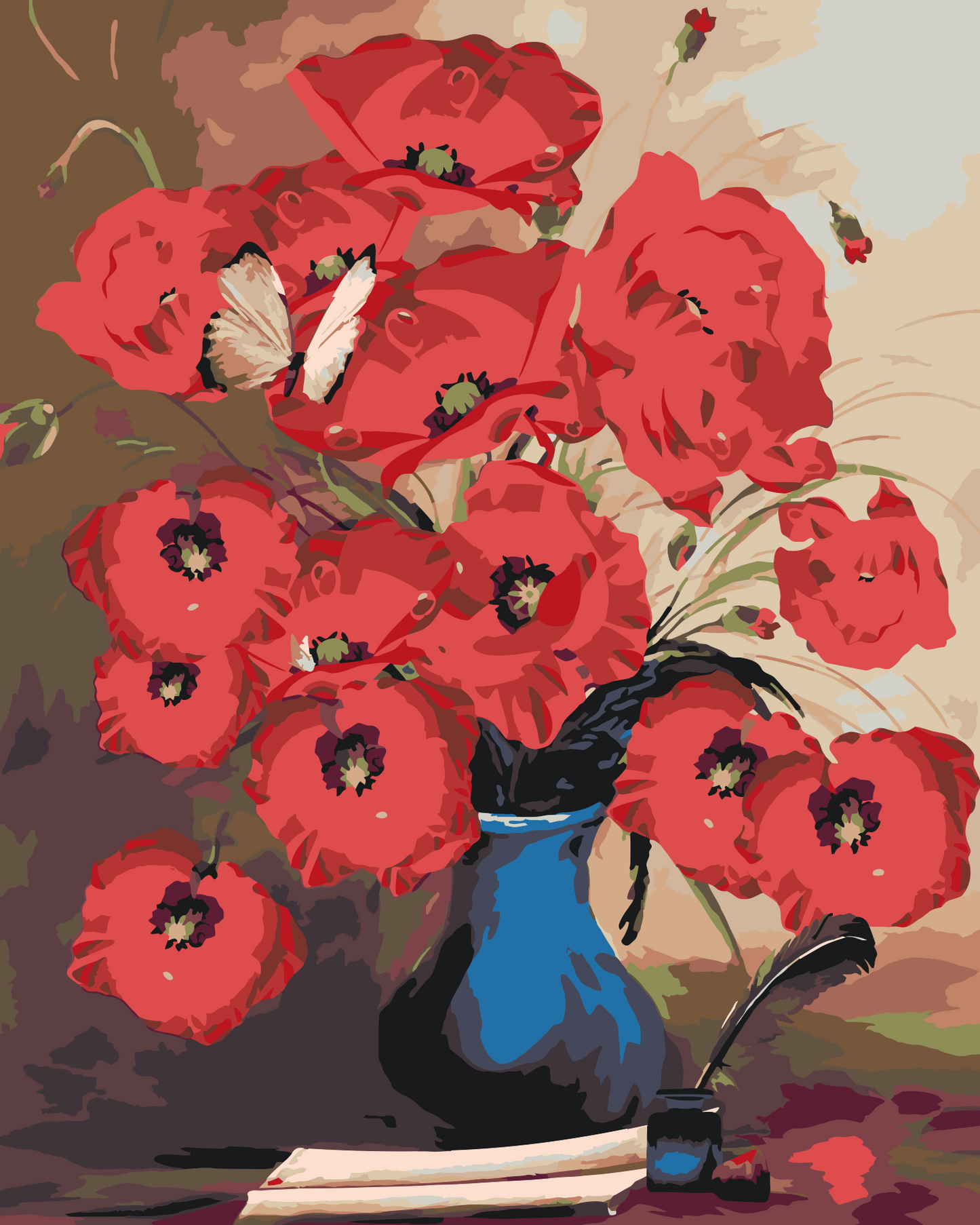 Paint by number - Røde valmuer