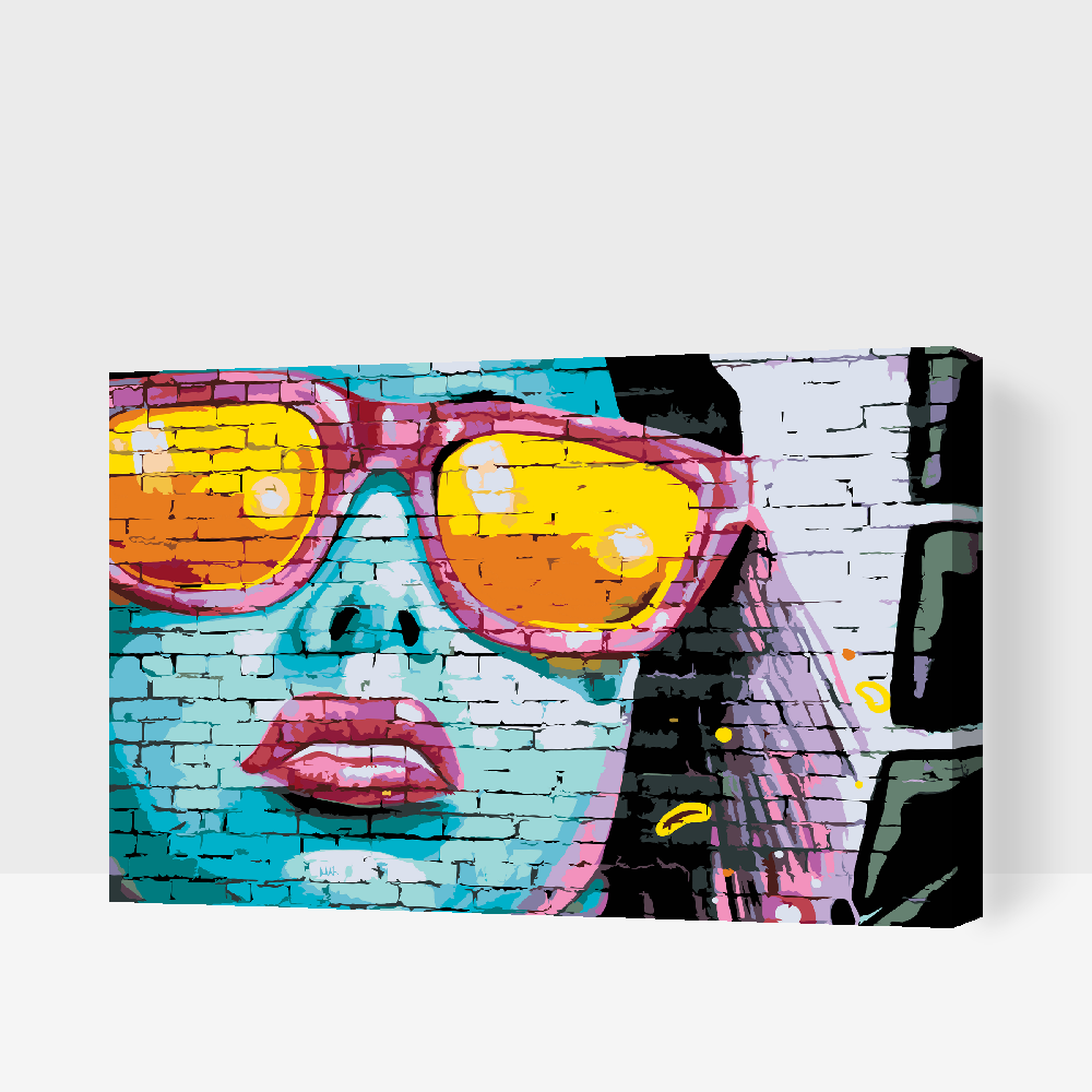 Paint by number - Kvinde med lyserøde briller