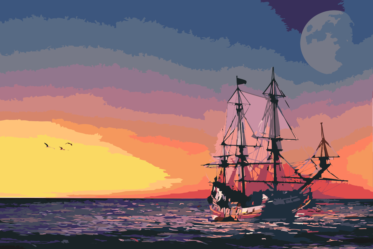 Paint by number - Sejlads ved solnedgang