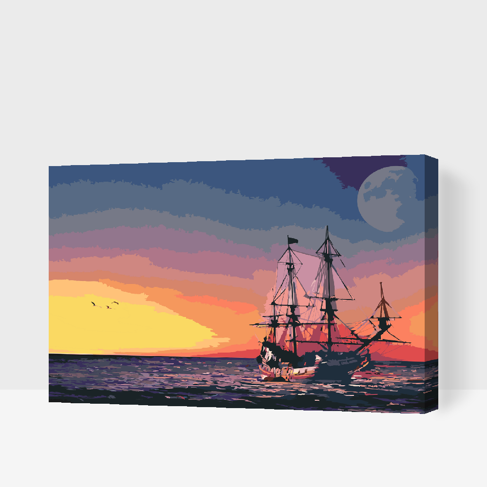 Paint by number - Sejlads ved solnedgang