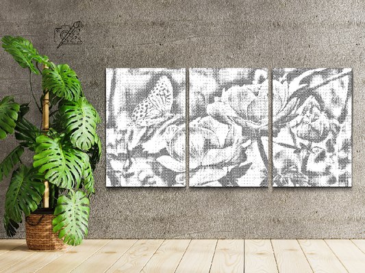 Dotting - Sommerfugl, der sidder på en blomst (sæt af 3)