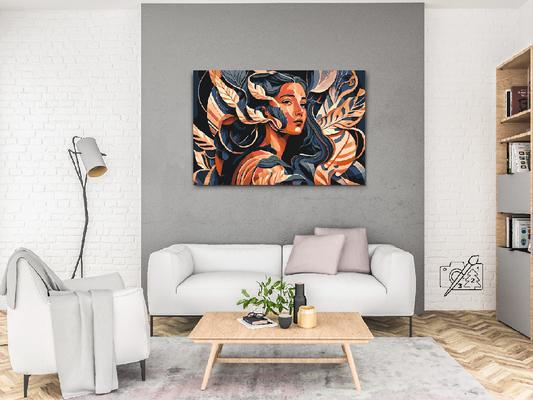 Paint by number - Kvinde blandt blade