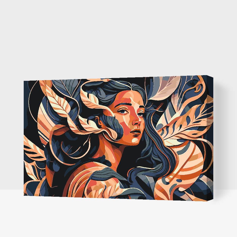 Paint by number - Kvinde blandt blade