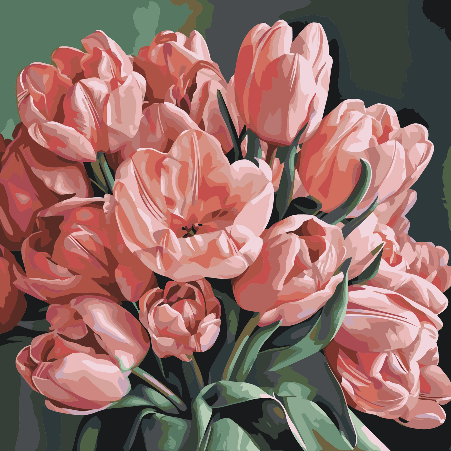 Paint by number - En romantisk buket tulipaner