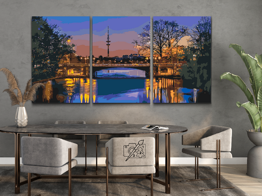 Paint by number - Hamburg at Sunset (Set med 3 stk.)