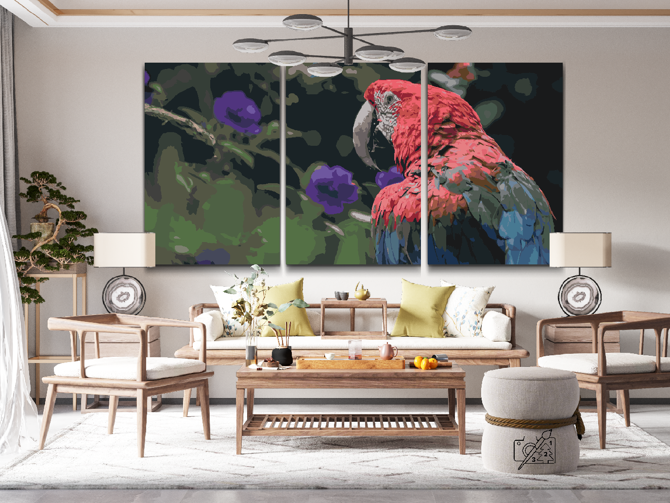 Paint by number - Ara Macao-papegøje (sæt af 3)