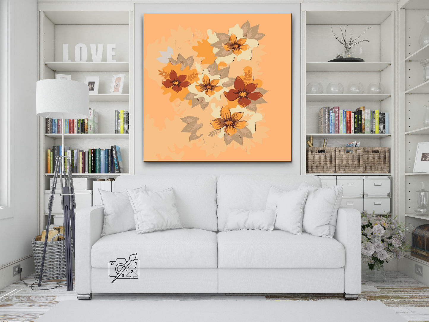 Paint by number - Orange blomster
