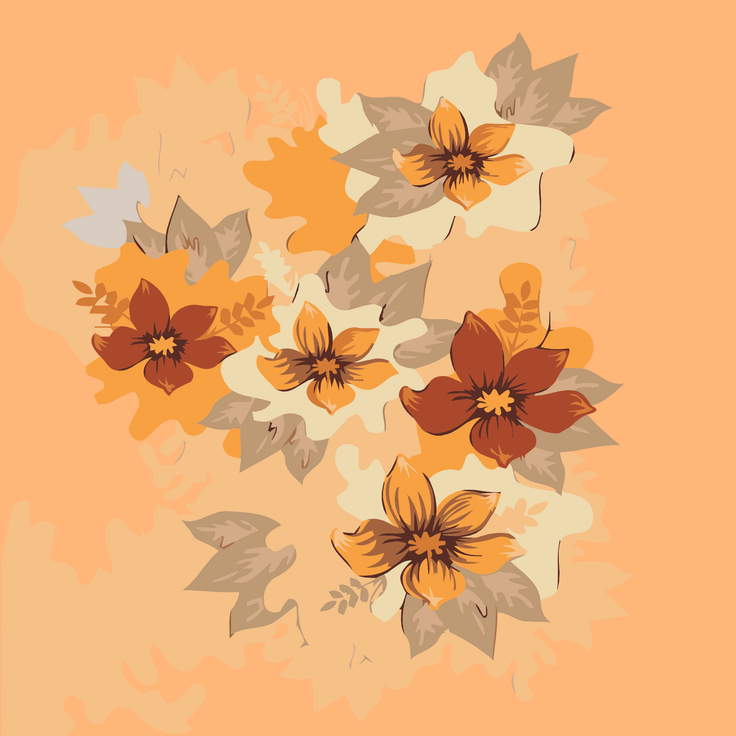 Paint by number - Orange blomster