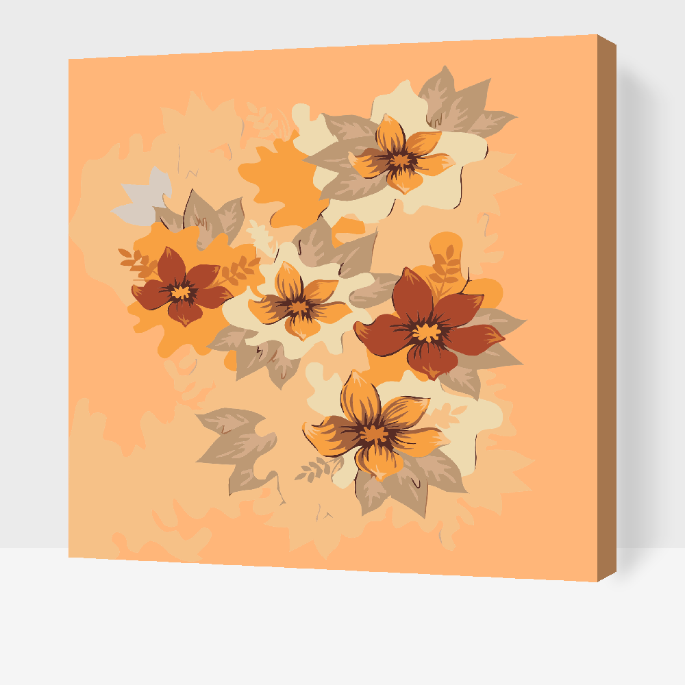 Paint by number - Orange blomster