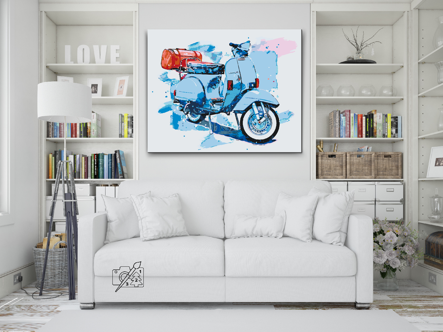 Paint by number - Blå Vespa