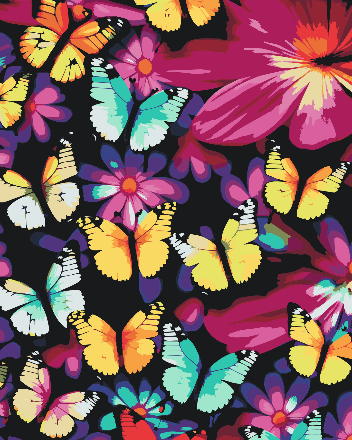 Paint by number - Farverige sommerfugle