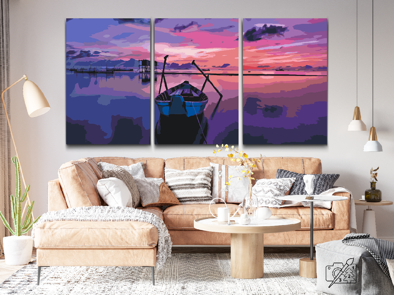 Paint by number - Boat at the Sunset (sæt på 3 stk)