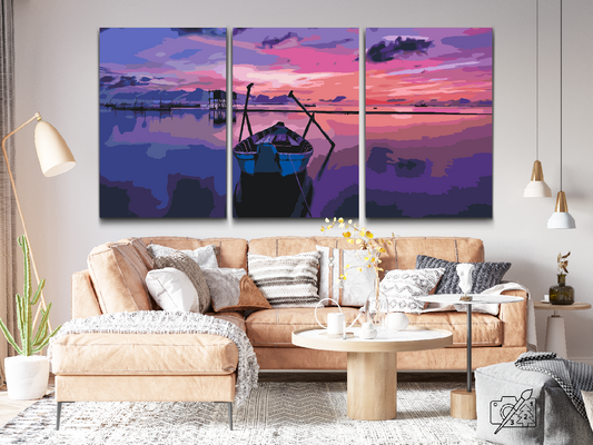 Paint by number - Boat at the Sunset (sæt på 3 stk)