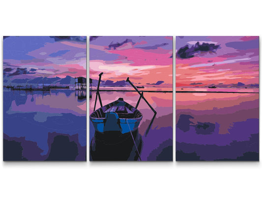 Paint by number - Boat at the Sunset (sæt på 3 stk)