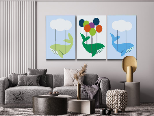 Paint by number - Hvaler (sæt af 3)