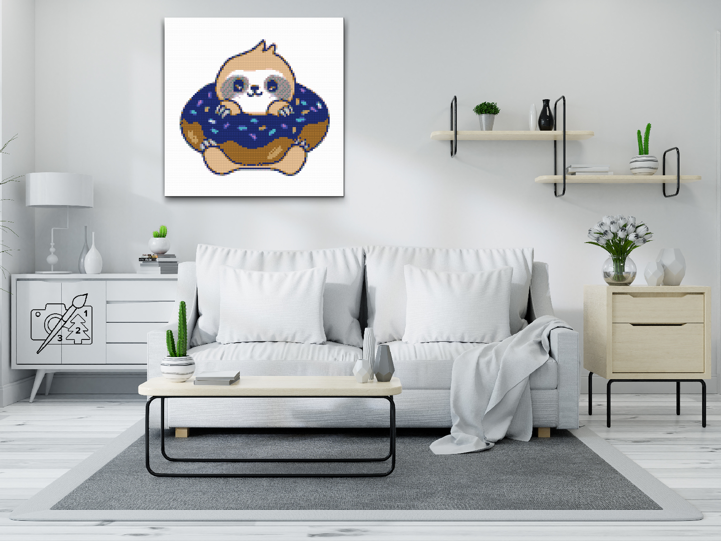 Diamond Paint - Dovendyr i en donut