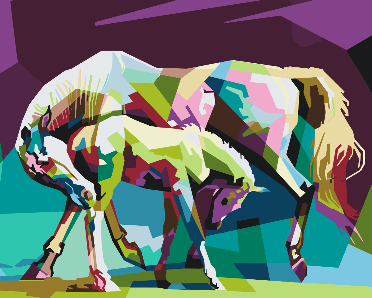 Paint by number - Farverige heste
