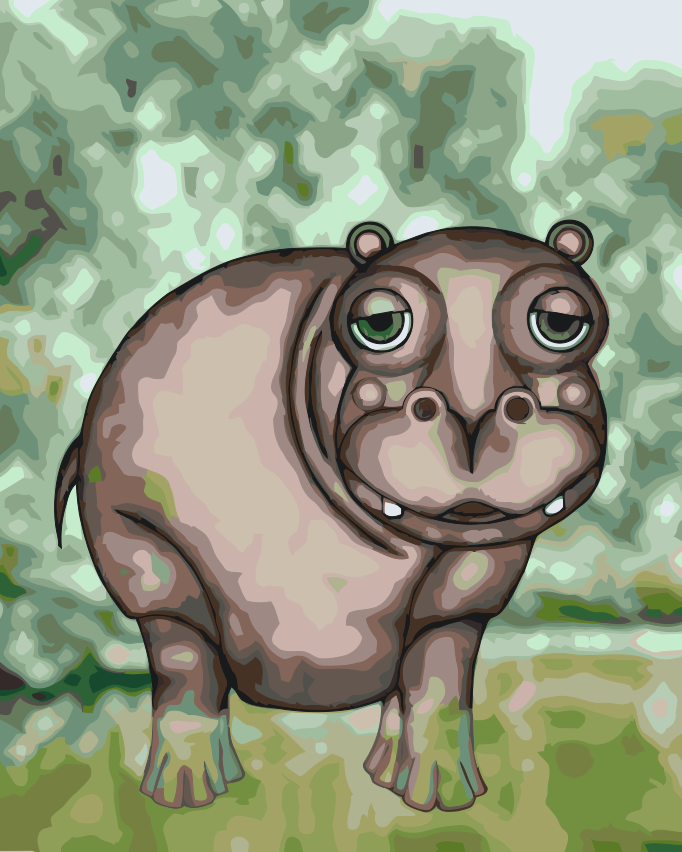 Paint by number - Sulten flodhest