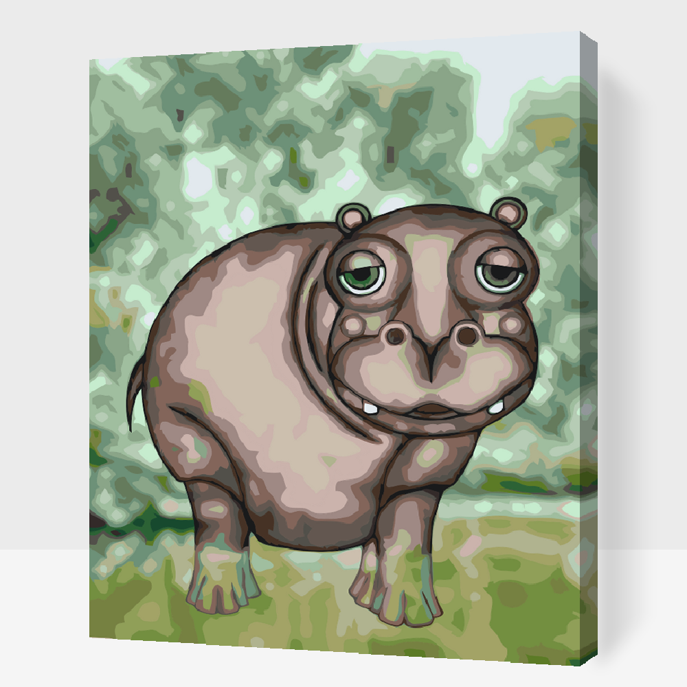 Paint by number - Sulten flodhest