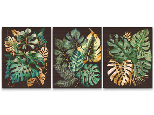 Diamond Paint - Tropisk bjergbestigning Monstera (sæt af 3)