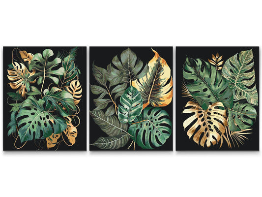 Paint by number - Tropisk bjergbestigning Monstera (sæt af 3)
