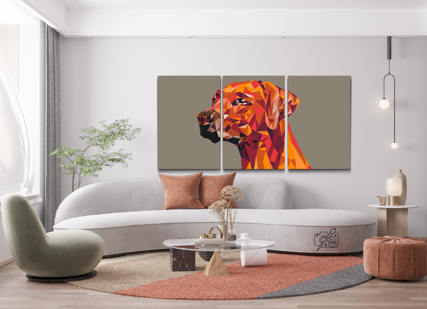 Paint by number - Geometrisk hund (sæt af 3)