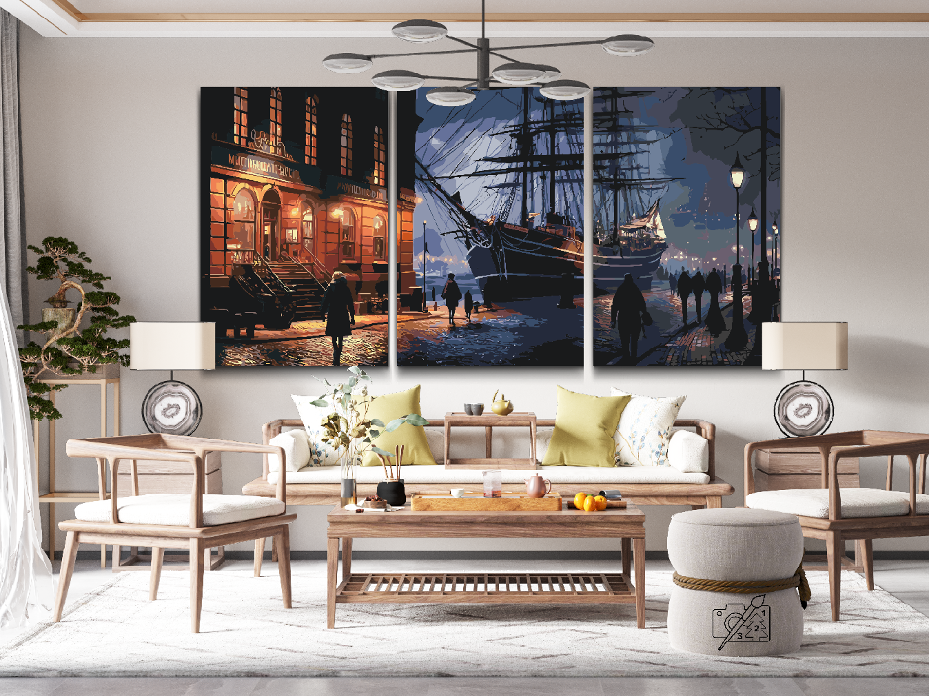 Paint by number - Hamborg om natten (sæt af 3)