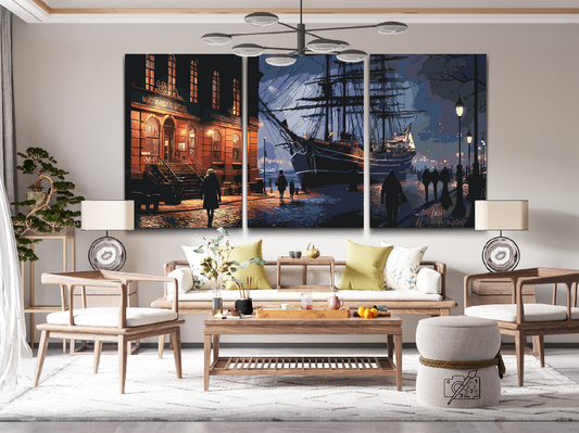 Paint by number - Hamborg om natten (sæt af 3)