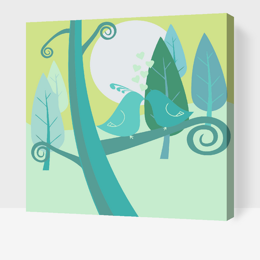 Paint by number - Grønne fugle