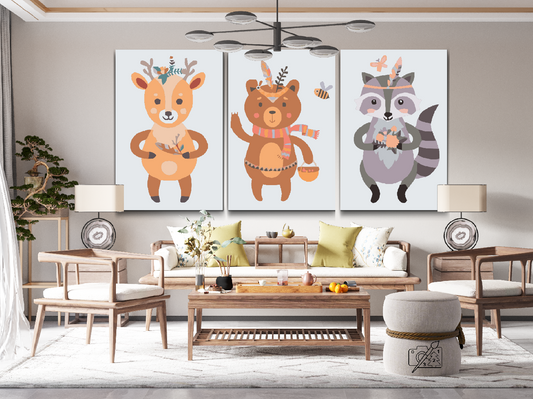 Paint by number - Boho-dyr (sæt af 3)