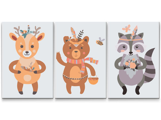 Paint by number - Boho-dyr (sæt af 3)