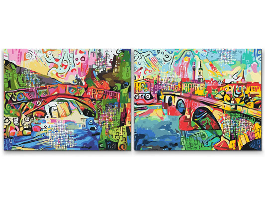 Paint by number - Farverig bro (sæt af 2)