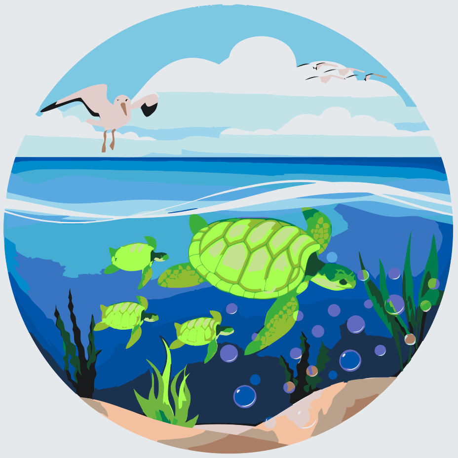 Paint by number - Skildpadder i havet