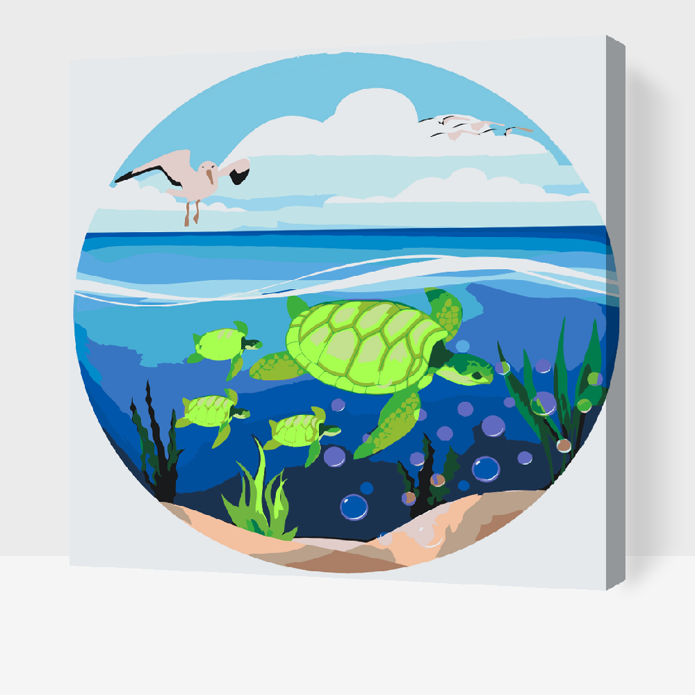 Paint by number - Skildpadder i havet