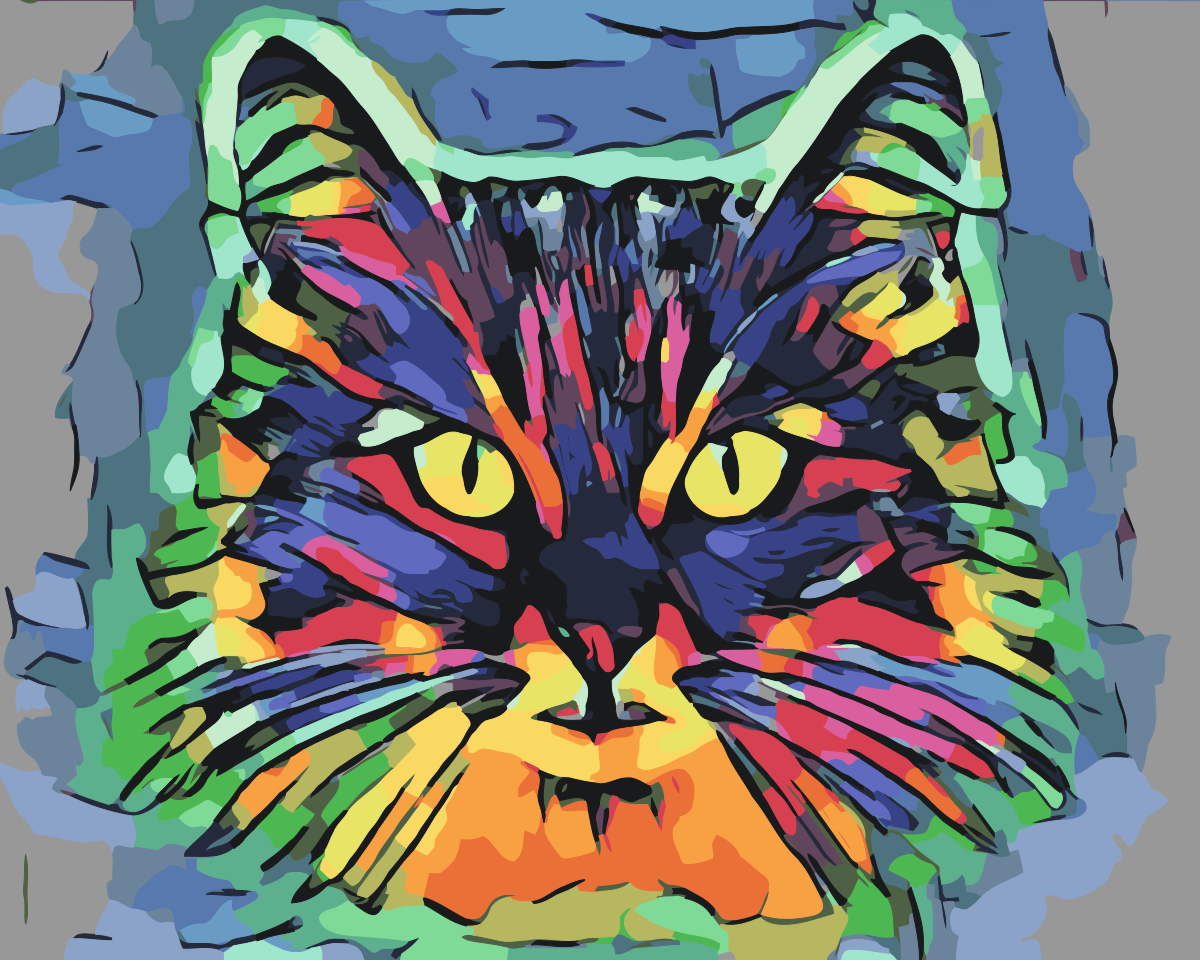 Paint by number - Farverig Kat 2