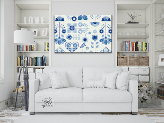 Diamond Paint - Blåt mosaikmønster