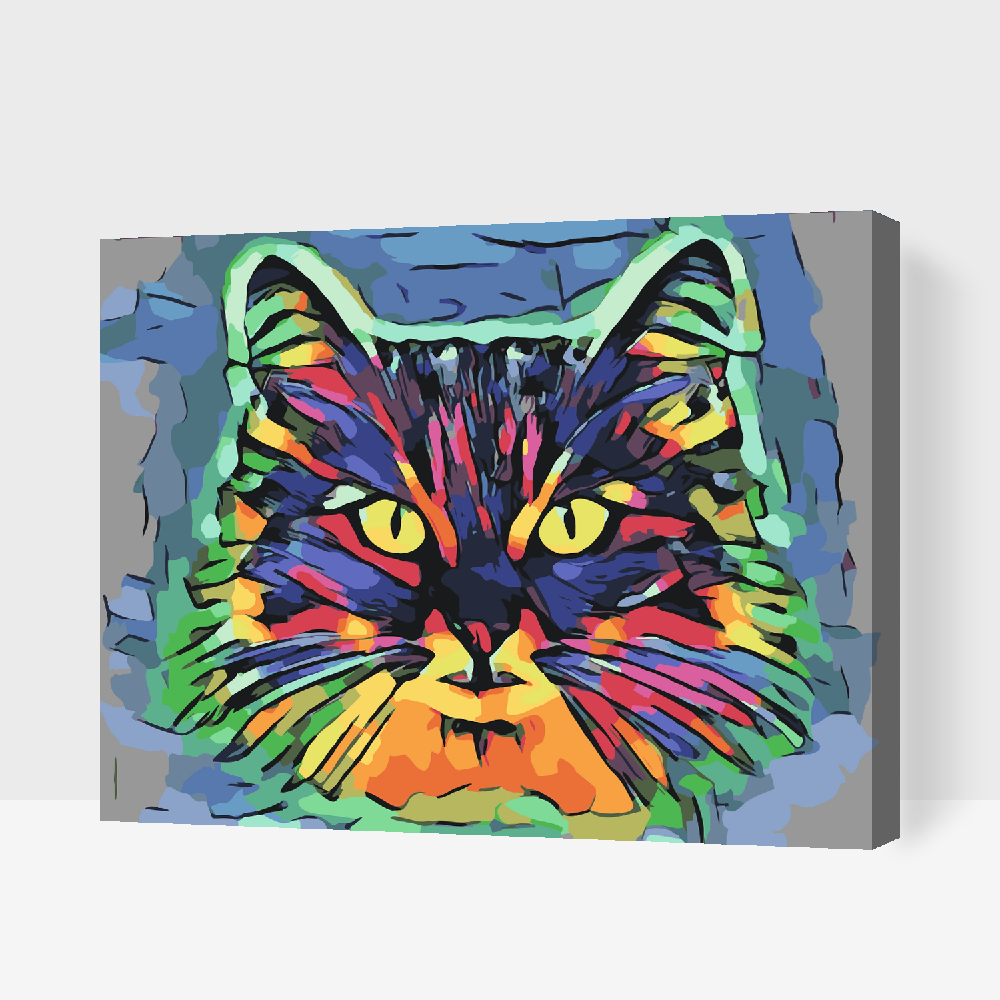 Paint by number - Farverig Kat 2