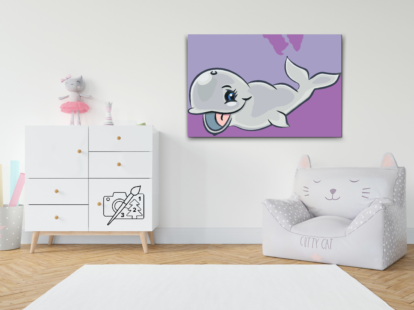 Paint by number - Grinende Hval