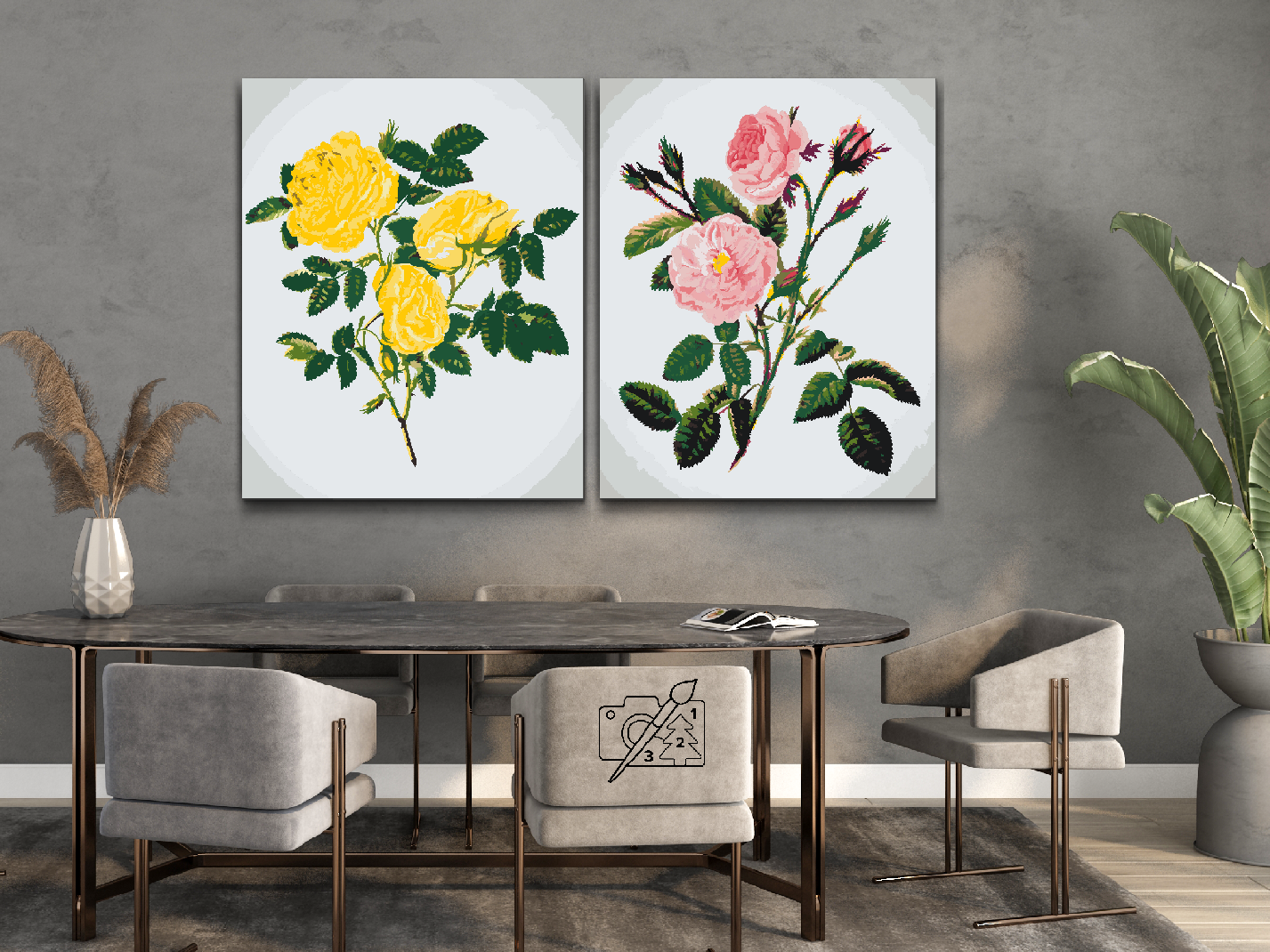 Paint by number - Vilde roser (sæt af 2)