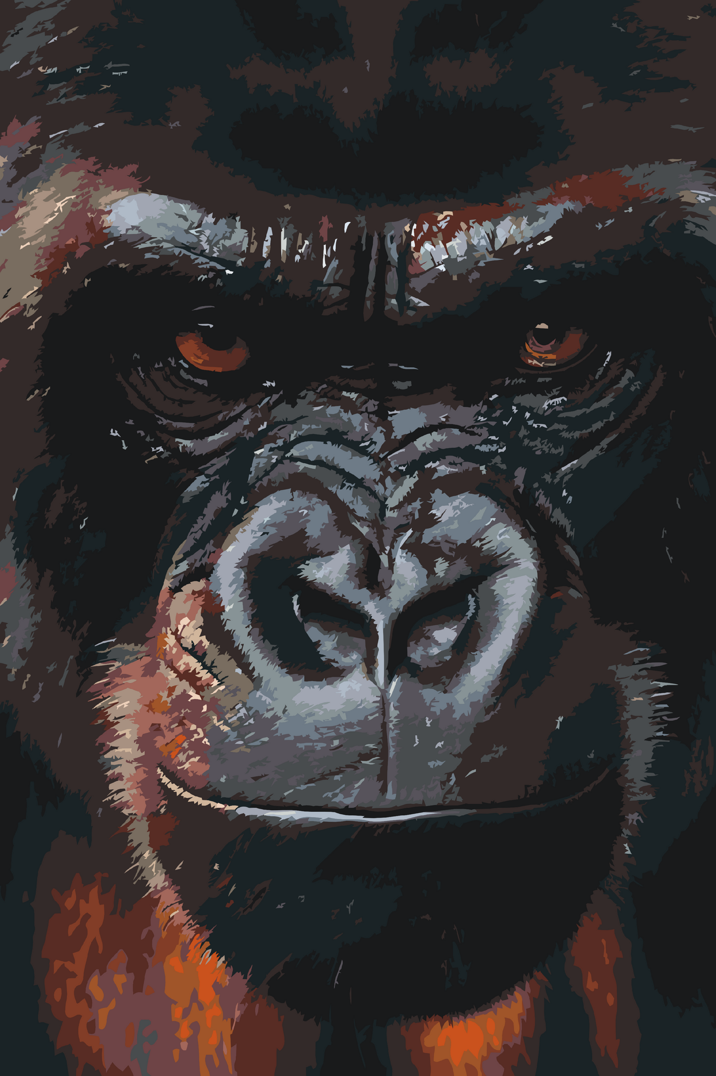 Paint by number - Ansigtet på en gorilla