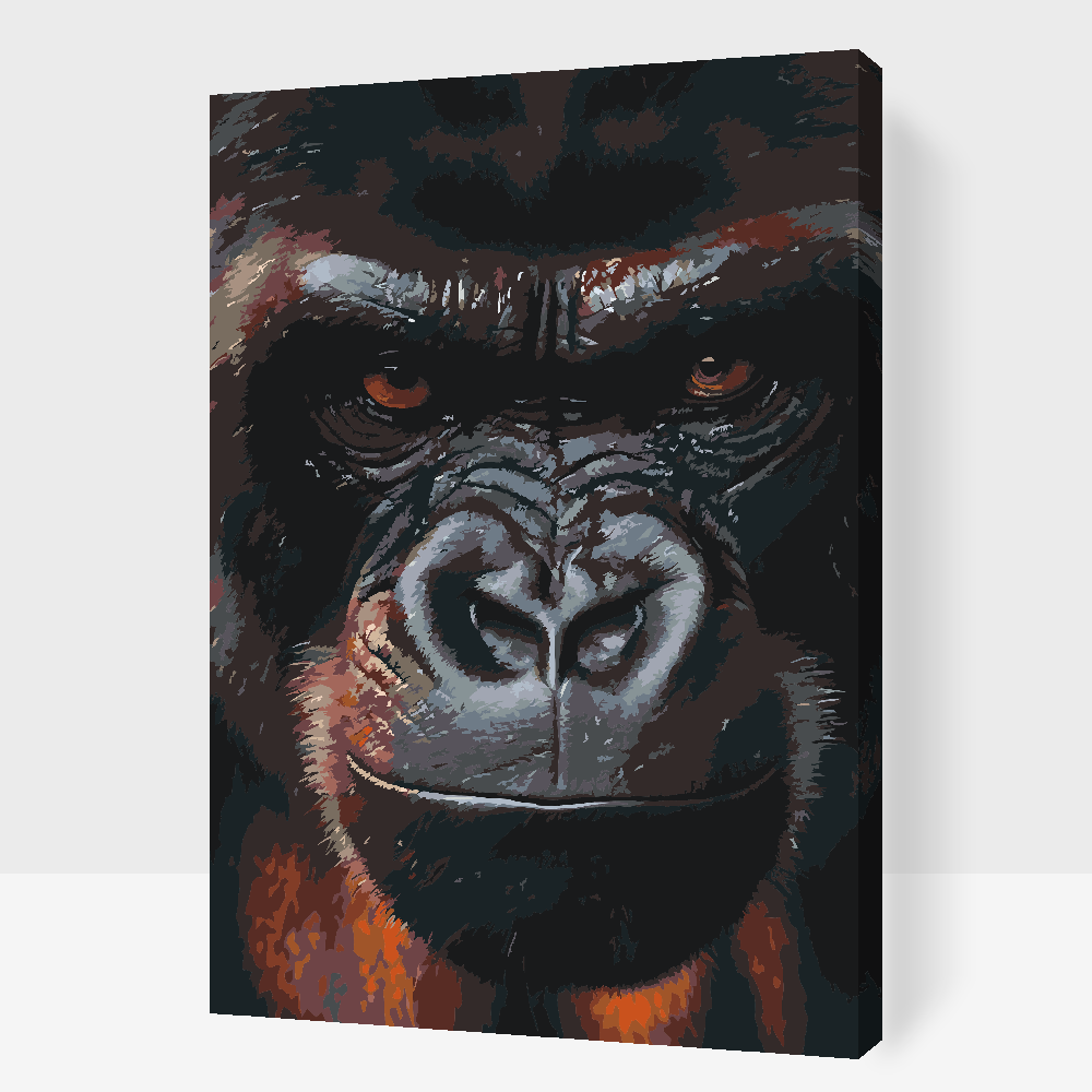 Paint by number - Ansigtet på en gorilla