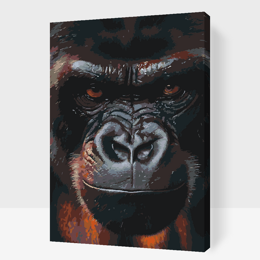 Paint by number - Ansigtet på en gorilla