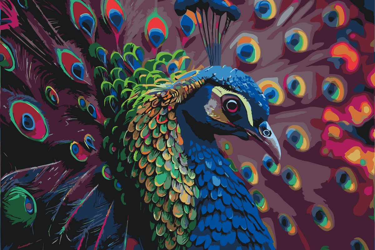 Paint by number - Indsk påfugl