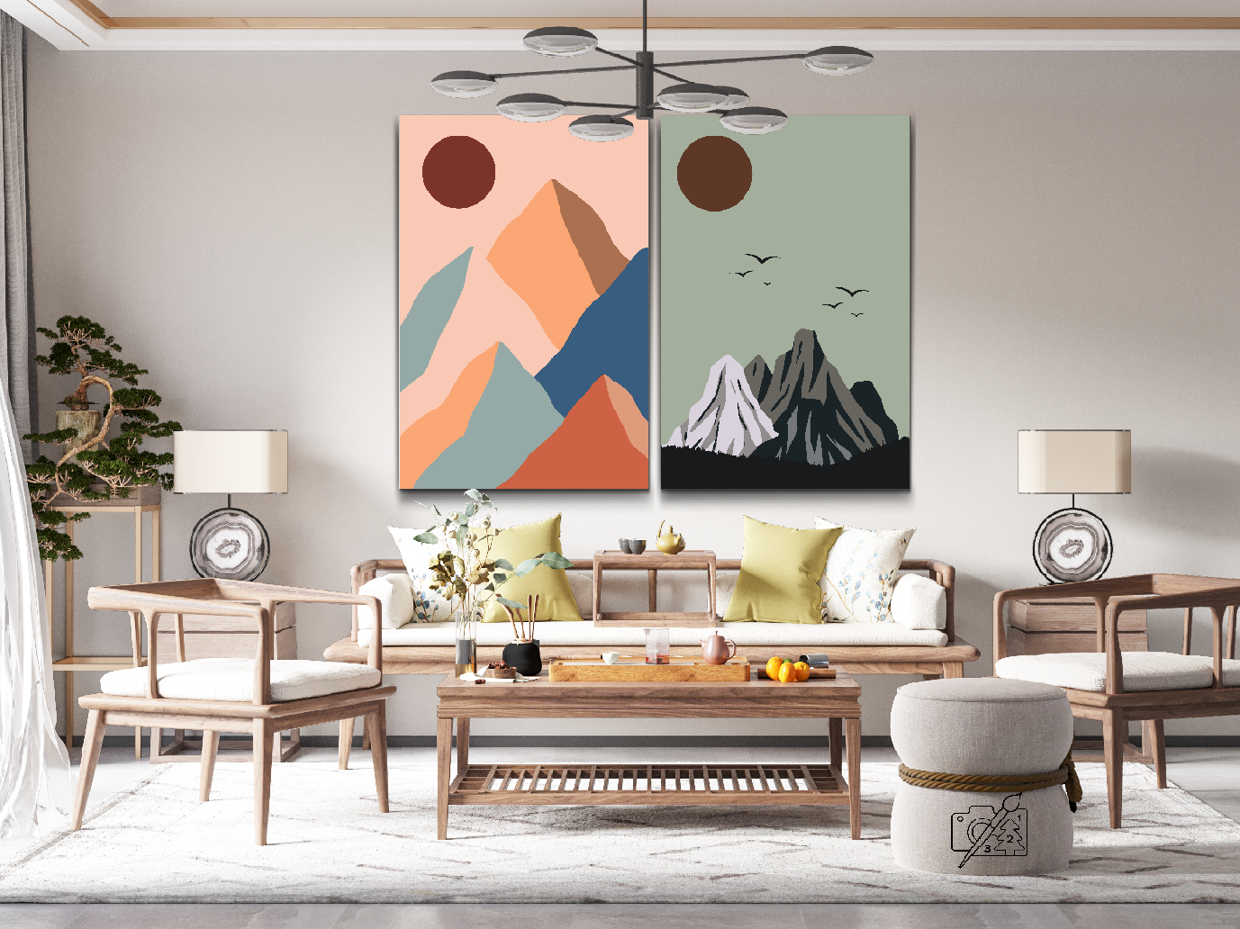 Paint by number - Boho-bjerge (sæt af 2)
