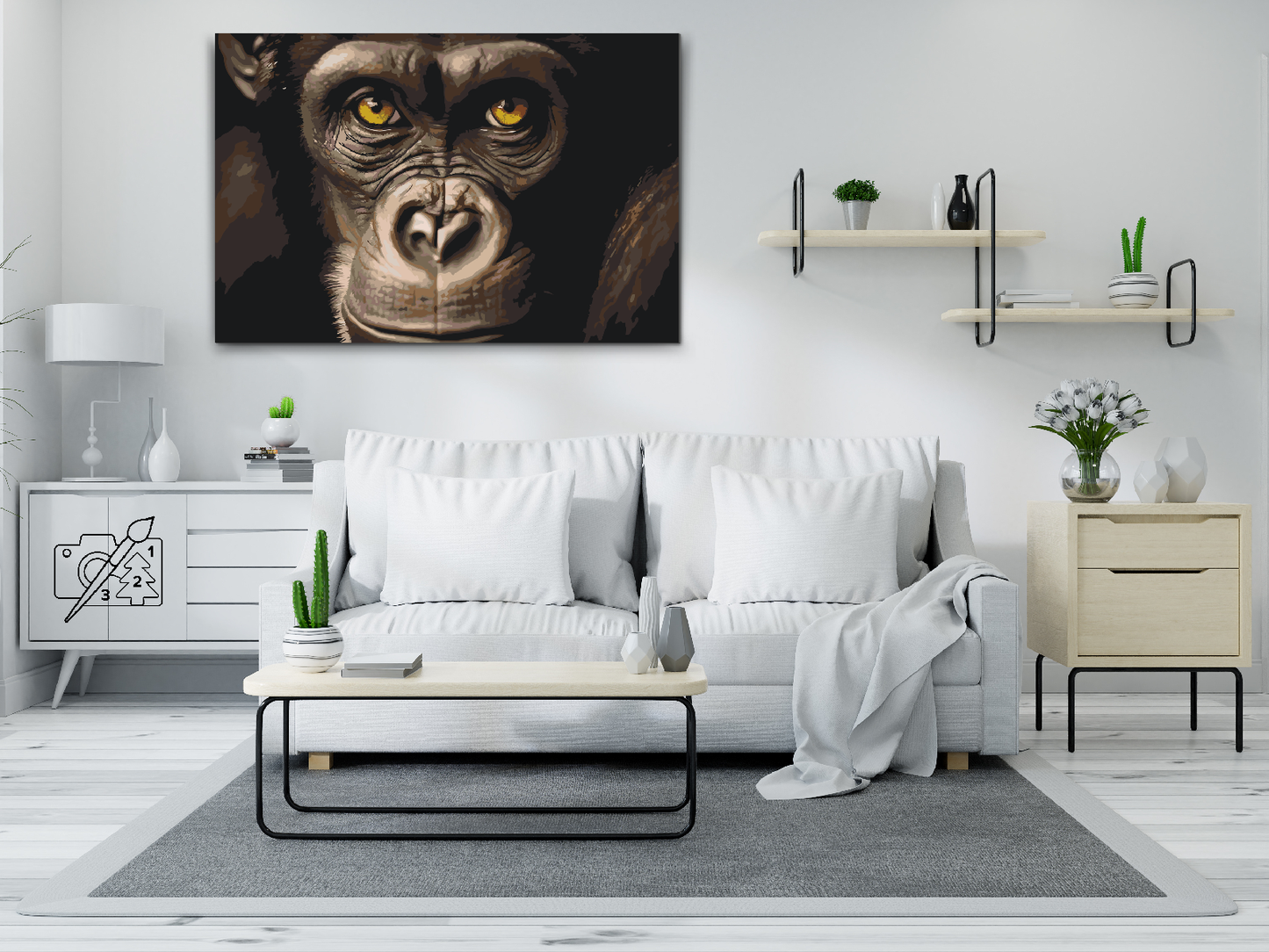 Paint by number - Chimpanse tæt på